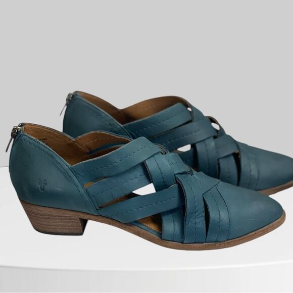 Frye Women's Ray Huarache Shootie Ankle Boots Blue, sz 9.5. Leather booties - Picture 7 of 12